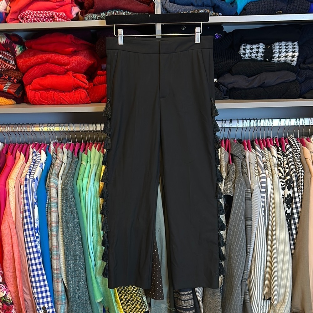 Zara black with side tassels 3 pocket trousers size XS
